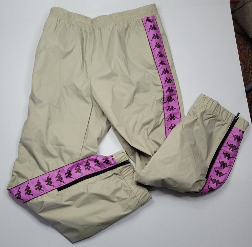NEW Kappa Banda Logo Wind Pant Joggers Unisex Brown Violet Red Lined Size M USA